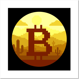 bitcoin pixel Posters and Art